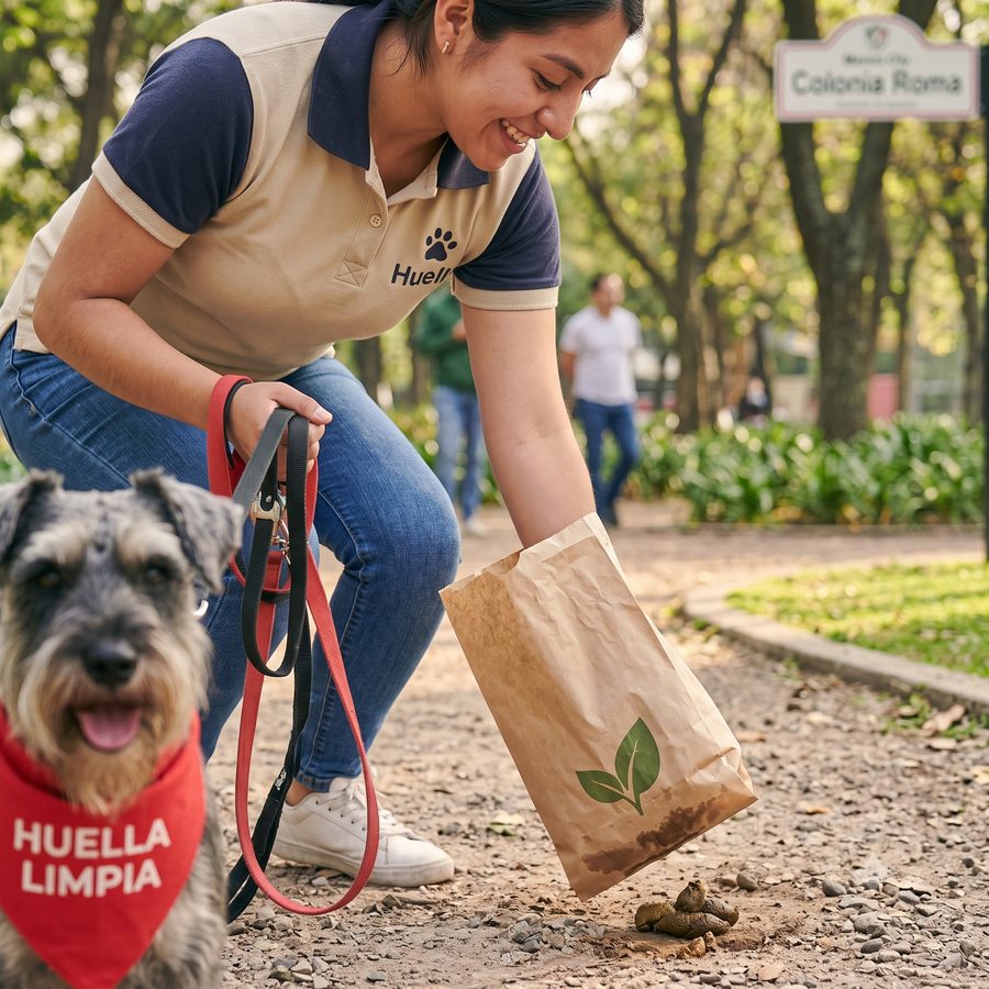 Paseadora Huelli caminando con perritos en la Colonia Roma